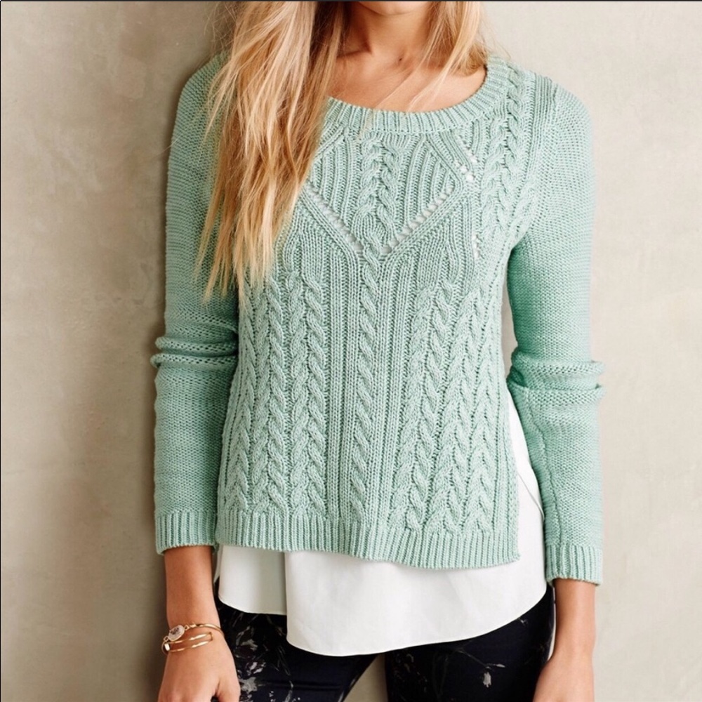 Anthropologie Moth Ella Cable Pullover Sweater